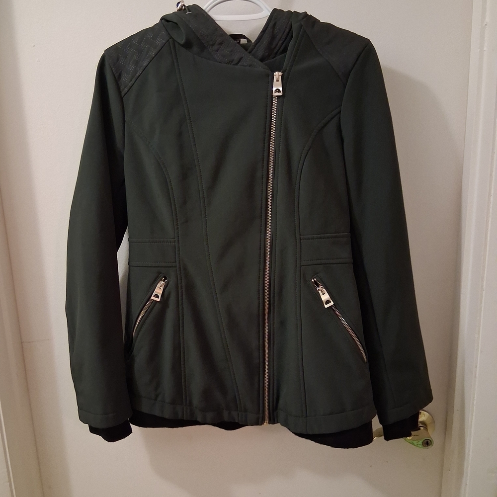 GUESS Designer Crossbody Zipper Dark Green Women's Jacket Size Small.